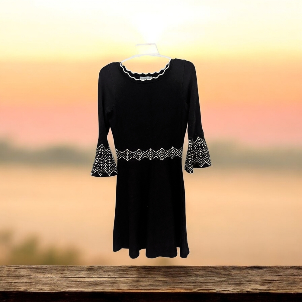Danny & Nicole Black Knit Dress with White Trim